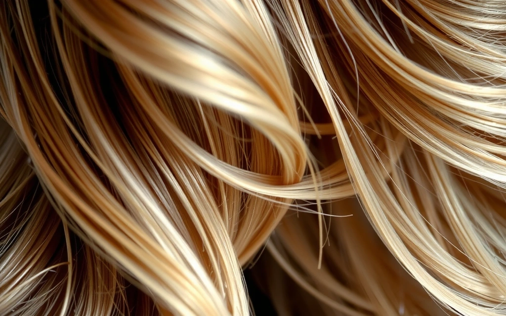 A close-up of healthy, shiny hair strands, signifying effective hair care.