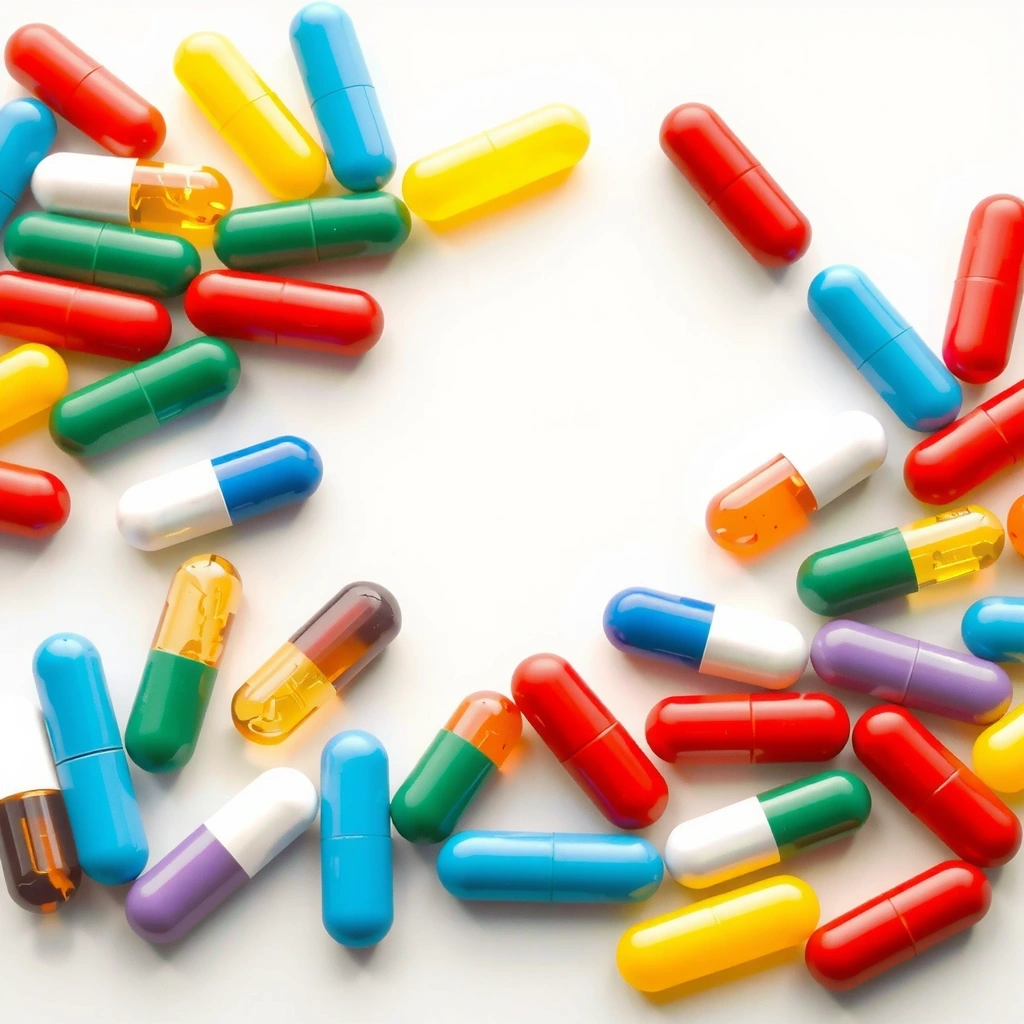 Assortment of colorful vitamins, symbolizing multivitamins