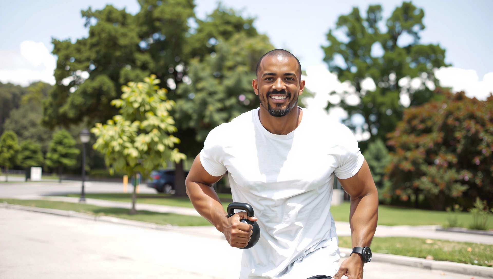 Athletic man performing a dynamic exercise, symbolizing strength and vitality
